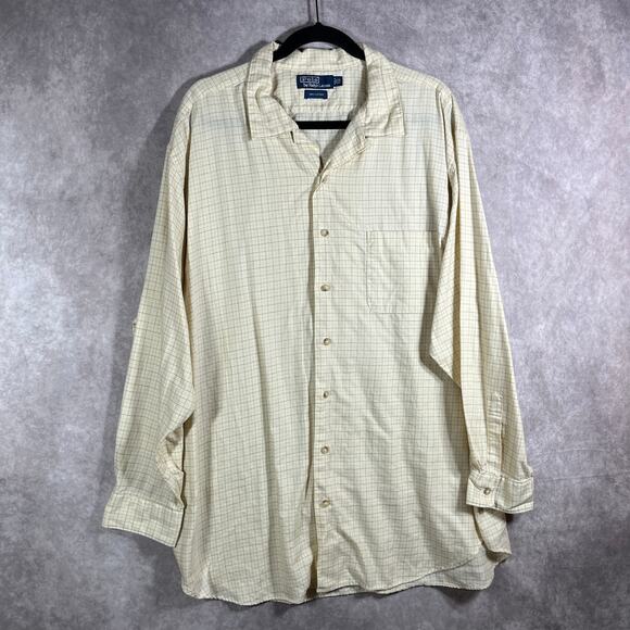 Polo Ralph Lauren Shirt Men 2X Big Yellow Checkered Button Up Long Sleeve Preppy - Picture 1 of 8